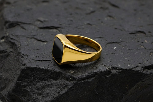 Classic Black Onyx Signet Ring Gold Luxury Men's Ring ✨