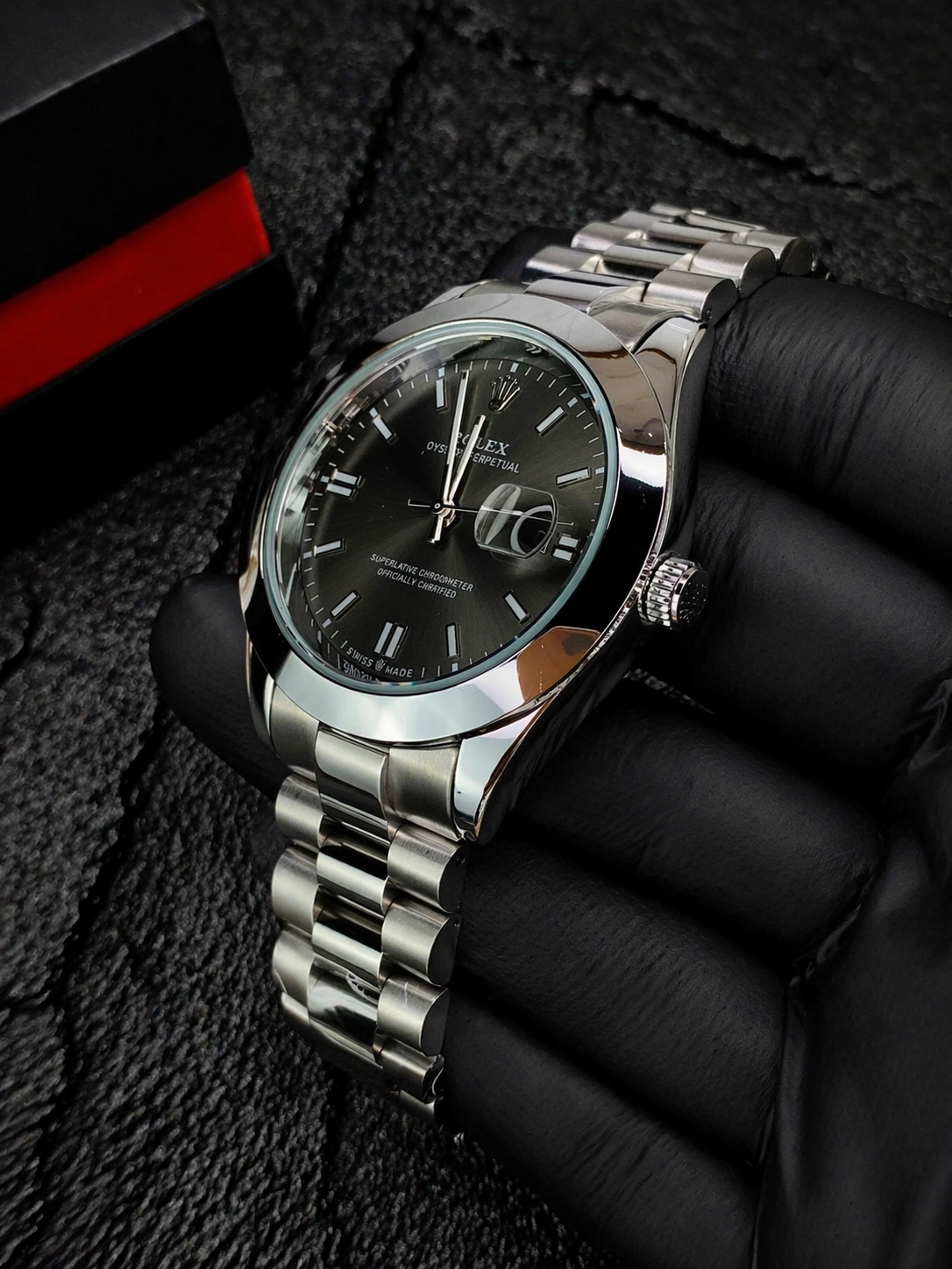 Luxury Datejust Style RLX Watch Black Dial with Stainless Steel By | Luxury Deals (Men)✨