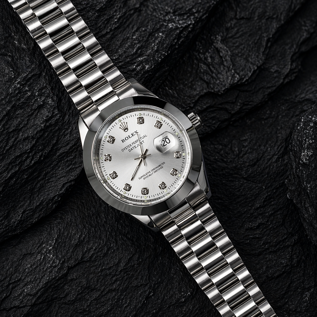 Luxury Datejust Style RLX Watch Silver Dial with Stainless Steel By | Luxury Deals (Men)✨