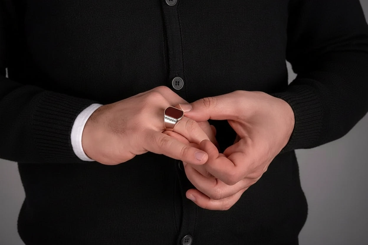 Royal Greek Key Signet Stone Ring for Men | Luxury Deals Flat 20% OFF Ramadan Special Deal ✨🔥