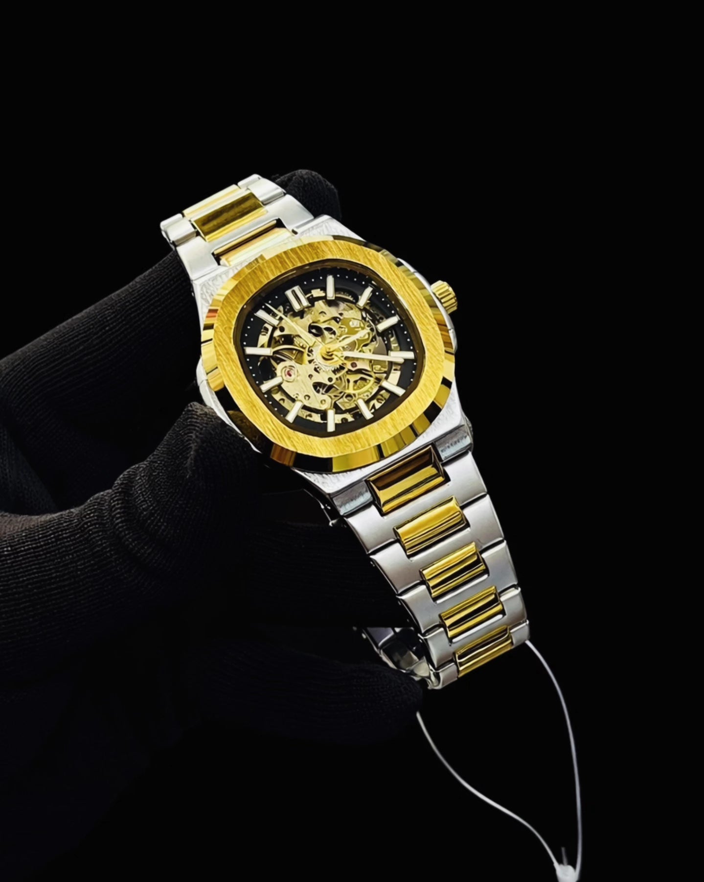 Luxury Skeleton Automatic Watch  
Premium Stainless Steel | Luxury Deals Flat 20% OFF Ramadan Special Deal✨