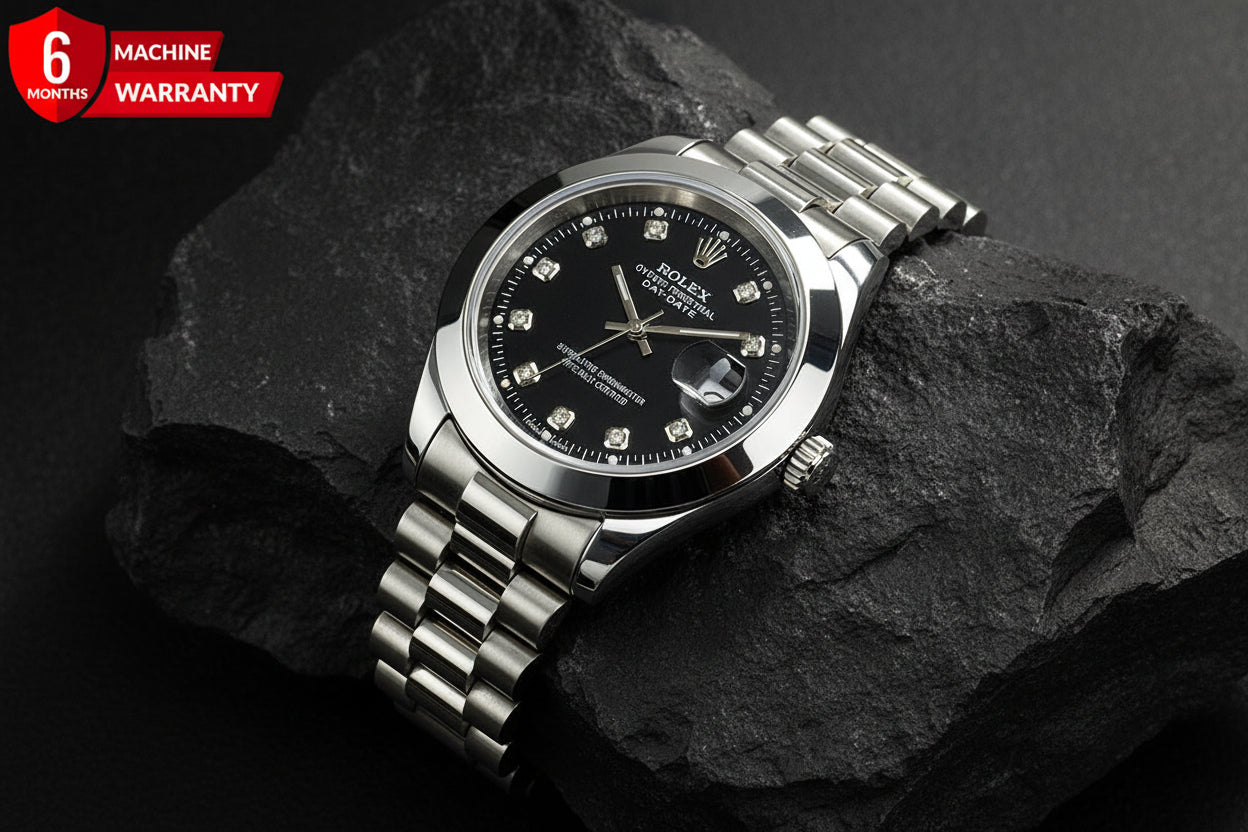 Automatic Rolex Day-Date Oyster Perpetual Stainless Steel Diamond Dial Men's Watch Flat 20 %OFF ✨