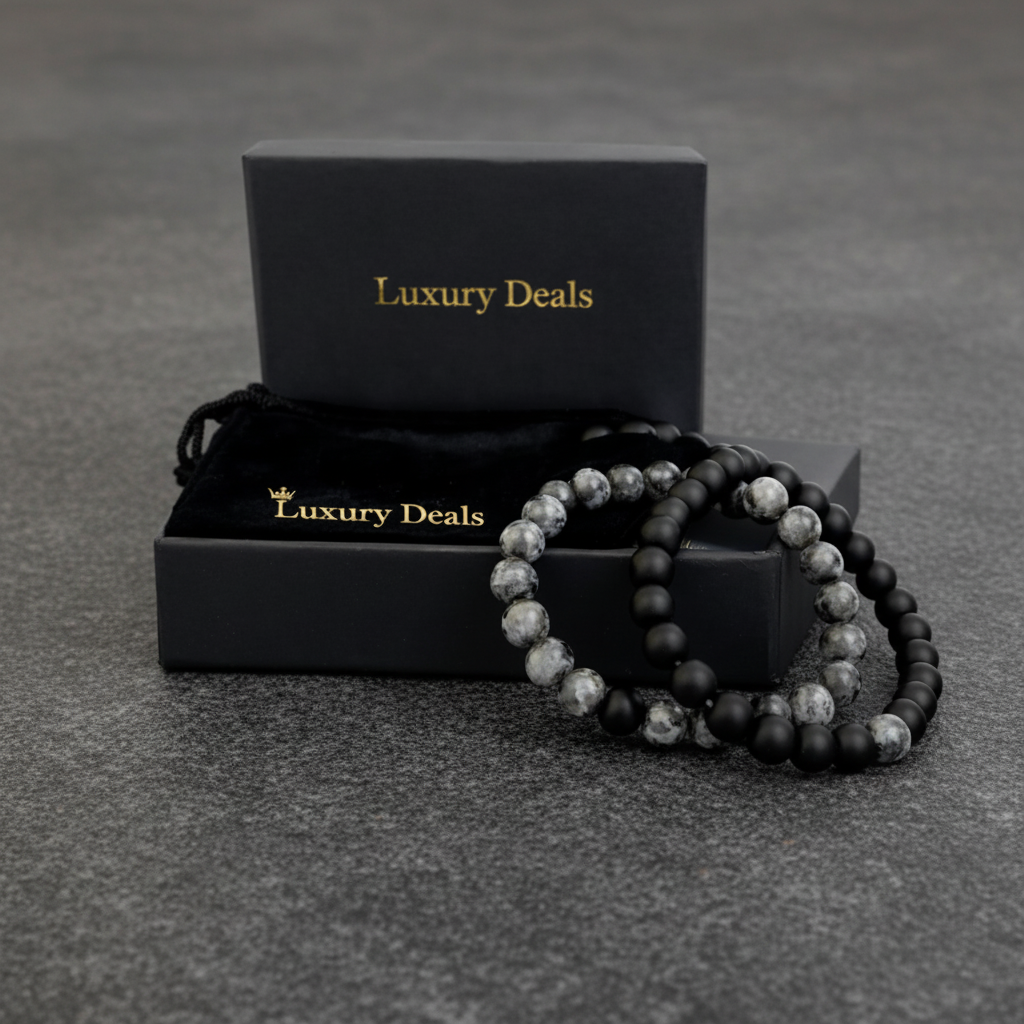 Stone Bracelet Set for Men Flat | Luxury Deals 20% OFF Ramadan Special Deal ✨🔥