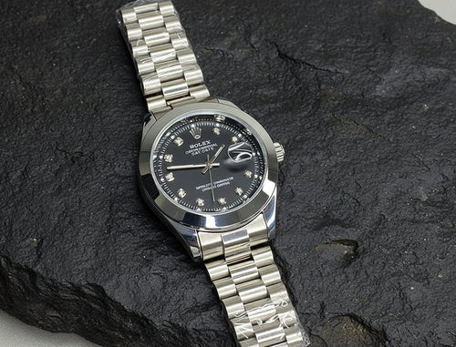 Automatic Rolex Day-Date Oyster Perpetual Stainless Steel Diamond Dial Men's Watch Flat 20 %OFF ✨